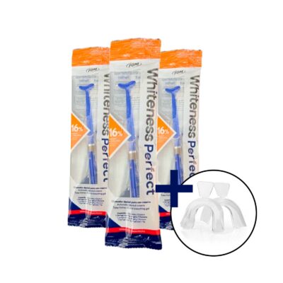 3 Whiteness Perfect 16% + 1 Par Moldeira + Estojo 3 Whiteness Perfect 16% + 1 Par Moldeira + Estojo