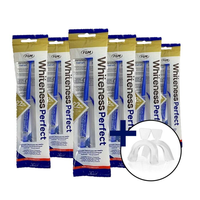 6 clareador dental em gel whiteness perfect moldeira