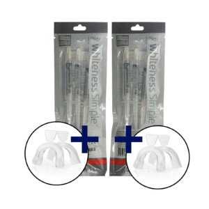 6 Seringas Whiteness Simple 22% + 2 Pares Moldeira + 2 Estojos 6 Seringas Whiteness Simple 22% + 2 Pares Moldeira + 2 Estojos