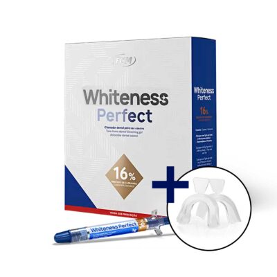 Kit Clareador Dental Whiteness Perfect 16% + Par de Moldeira + Estojo