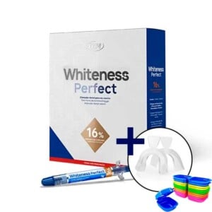Kit Clareador Dental Whiteness Perfect 16% + Par de Moldeira + Estojo