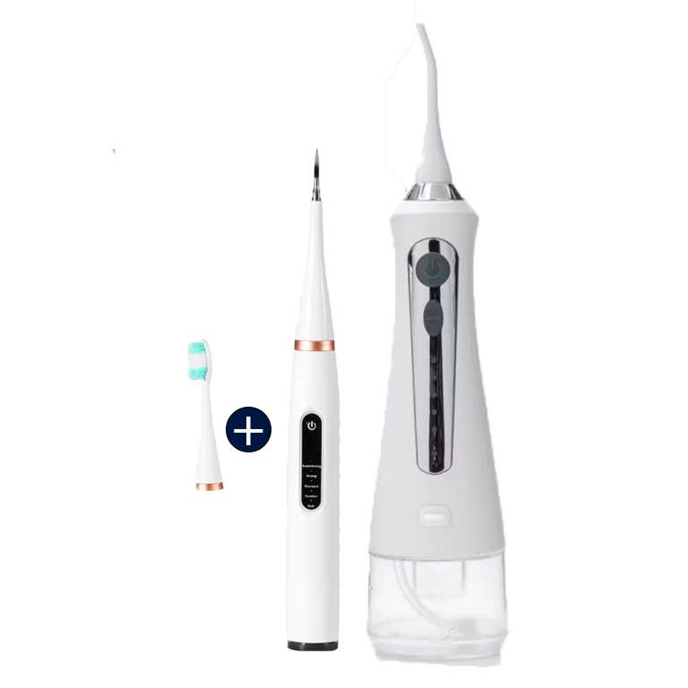 Kit Limpeza Profunda: Removedor de Tártaro + Irrigador com Escova Elétrica Kit Limpeza Profunda: Removedor de Tártaro + Irrigador com Escova Elétrica